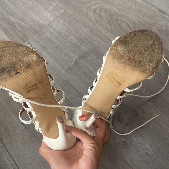 Charlotte Russe White Lace Up Heels - Picture 4 of 7